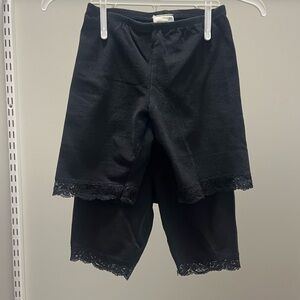 2 Pairs! Black Lace Trim Shorts Set